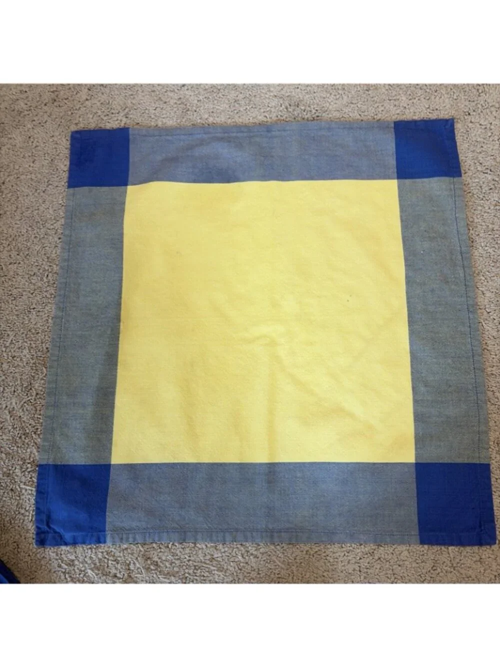 Pier 1 One Cloth Napkins Blue Yellow Palermo Stripe Plaid 100% Cotton Set of 4